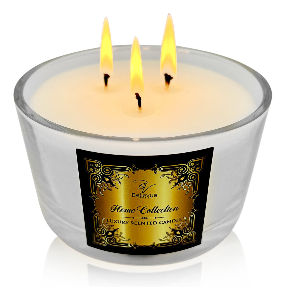 3 Wick Scented Candle with flames